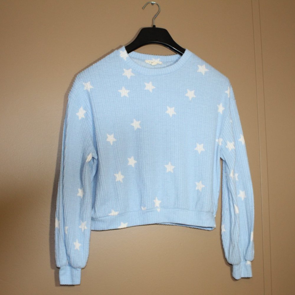 Blue stars fall sweater. Size M